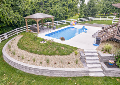 Expertly-landscaped LawnScapes outdoor project with decorative plants and stonework.